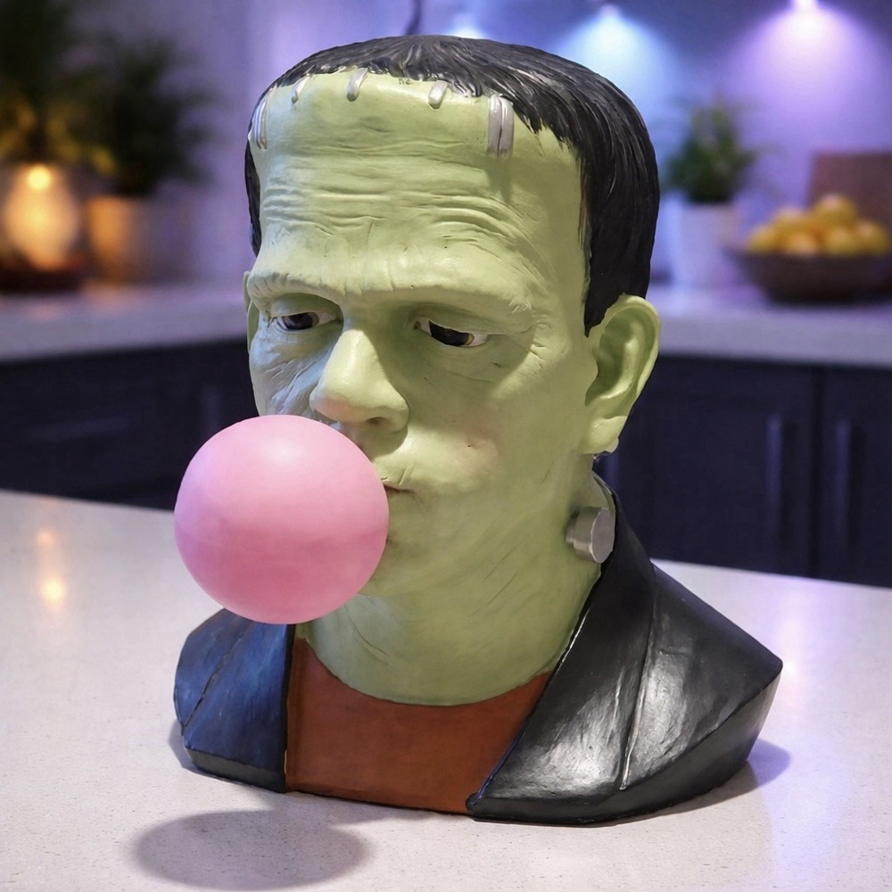 Martha Stewart LED Frankenstein Blowing Bubble Bust Spooky Halloween Decor NEW